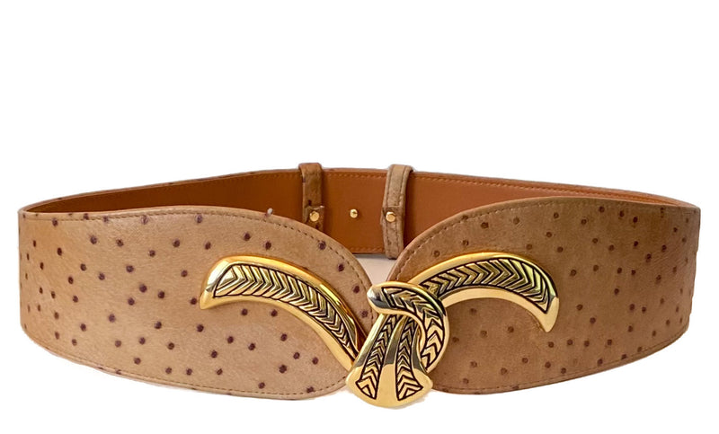 1980s Leather Gold Buckle Belt