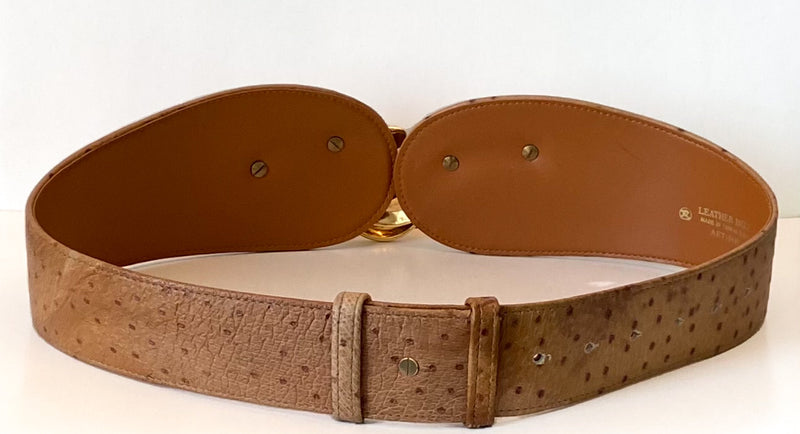 1980s Leather Gold Buckle Belt