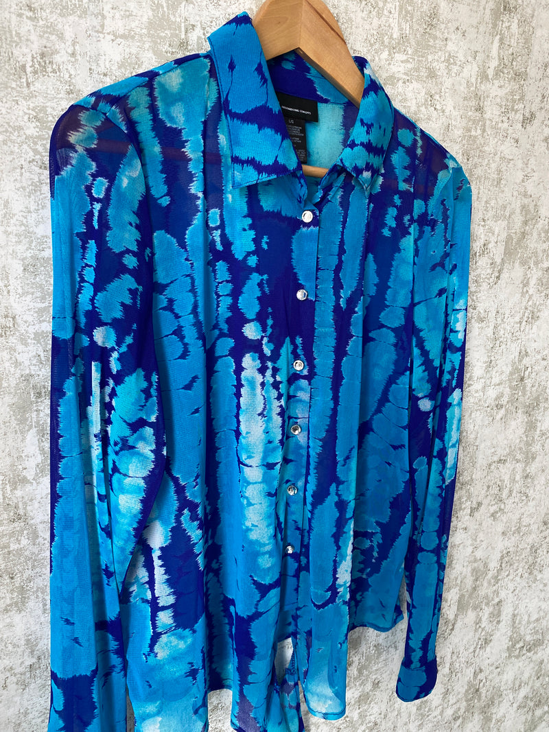 ON HOLD Y2K Sheer Abstract Blouse