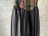 1980s Plaid + Black Taffeta Dress