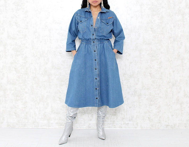 1980s Denim Shirtdress