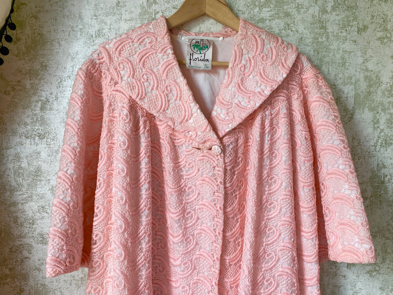 1950s Pink Embroidered Housecoat