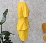 1980s Yellow Peplum Skirt-Suit