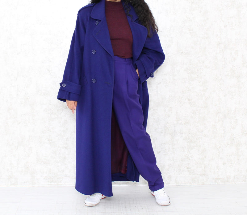 1980s Purple Long Wool Coat